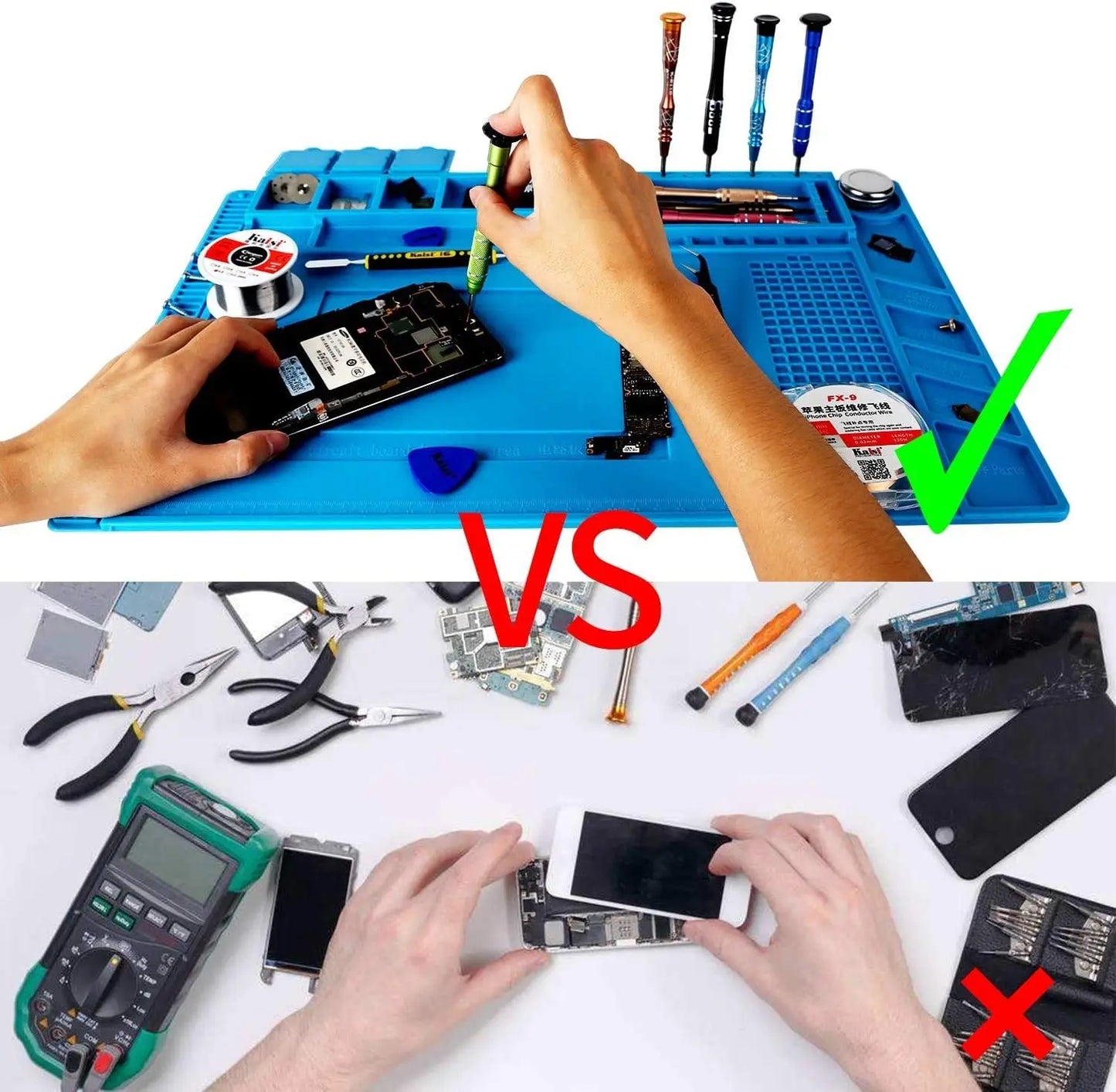 Soldering Station Mat Silicone Work Mat Heat Resistant 932°F Anti-Static