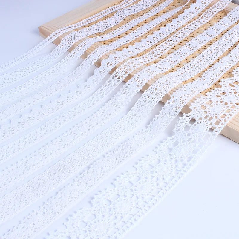 5Yards/Lot White Cotton Embroidered Lace Net Ribbons Fabric Trim DIY Sewing Handmade Craft Materials