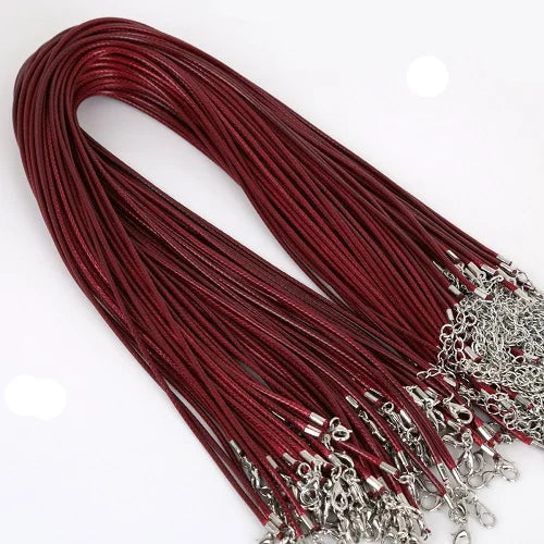 10Pcs/lot 1.5mm 2mm Adjustable Leather Cord Waxed Thread Rope Necklace Extender Chain Lobster Clasp DIY Jewelry Making Findin