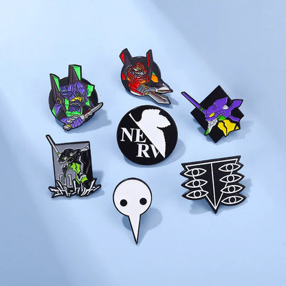 Neon Genesis Evangelion EVA 01 02 Enamel Pins Collect Nerv The Mecha Battle Logo Cartoon Brooch Backpack Collar Lapel Badges