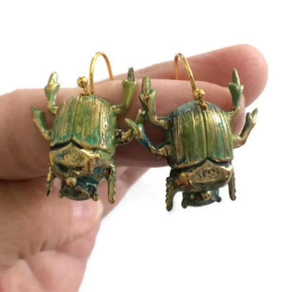 Vintage Green Beetles Earrings New Classic Design Insect For Woman Pendant Accessories - E1830-2