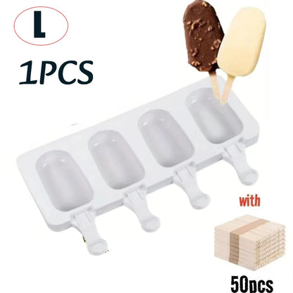 Silicone Ice Cream Popsicle Mold Combination With Ice Cream Stick DIY Chocolate Dessert Maker Ice Cube Tray Mold Homemade Too