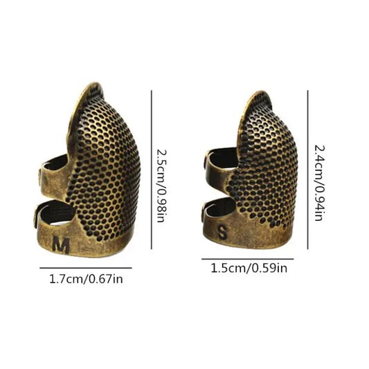 2PCS Vintage Adjustable Thimble Hand Sewing Thimble Ring Home Non-Slip Needle Press Finger Sleeve