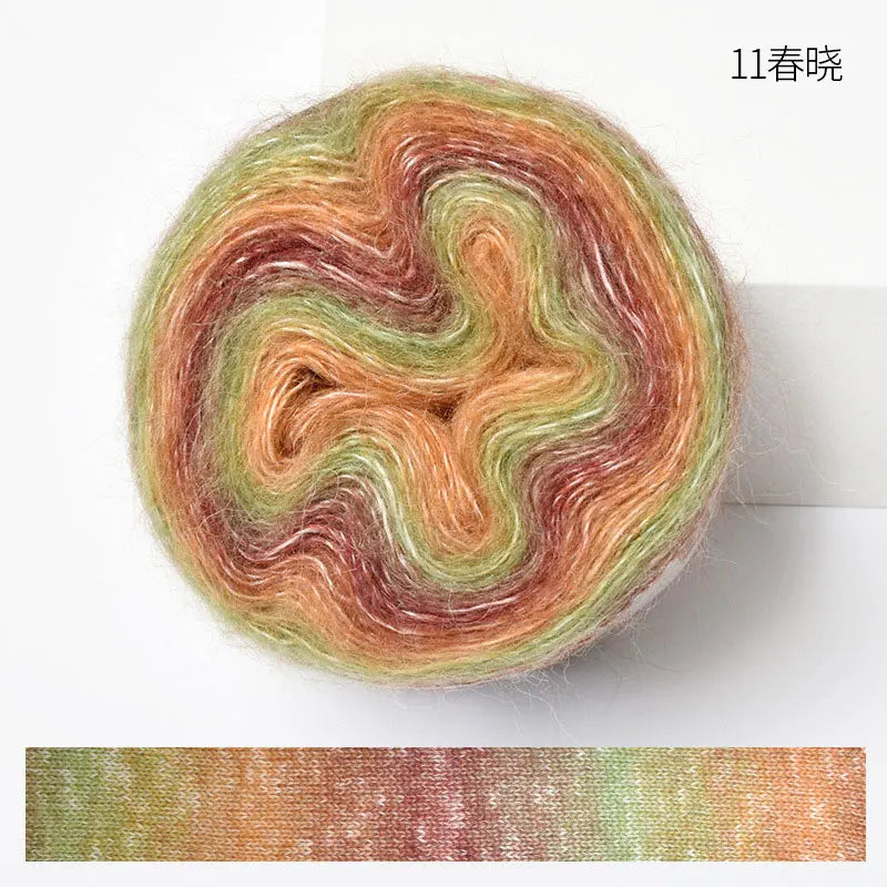 Crochet Yarn, 250M Gradient Colorful Mohair, Soft Velvet Cotton Blend, DIY Knitting Supplies, Hand Knitting Thread, Crochetin