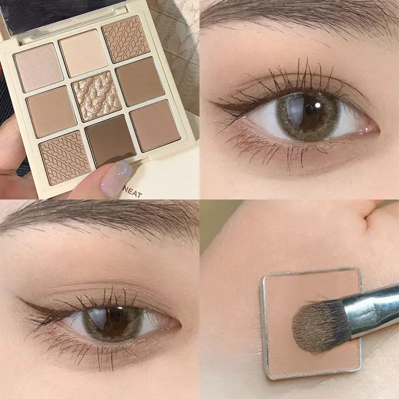 9 Color Eyeshadow Daily Makeup Brown Eye Shadow Palette Shimmer Matte Lasting Pearl Fine Shimmer Earth Color Eye Shadow Korea