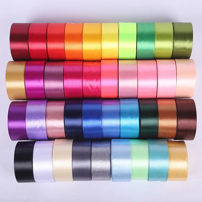25yards/Roll 40mm Satin Ribbons Crafts Bow DIY Gift Wrap Wine Red Orange Yellow Green Blue Purple Black Gray Gold White Ribbo