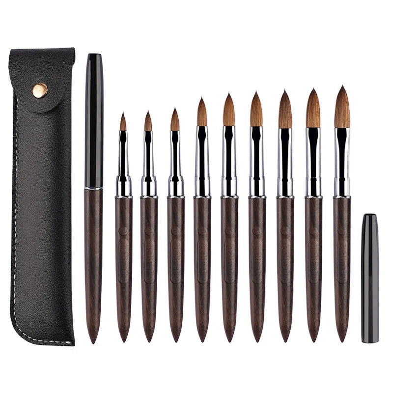 100% Kolinsky Acrylic Nail Brush Purple Sandalwood Handle Crimped UV Gel Carving Pen Brush Liquid Powder DIY Nail Drawing