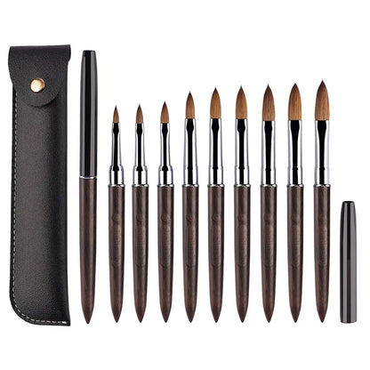 100% Kolinsky Acrylic Nail Brush Purple Sandalwood Handle Crimped UV Gel Carving Pen Brush Liquid Powder DIY Nail Drawing