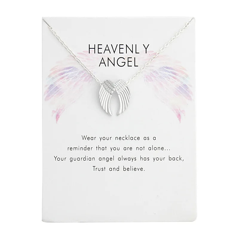 New Trendy Fashion Silver Gold Color Alloy Heavenly Angel Wings Pendant Necklaces for Women Girl Fashion Jewelry - Heavenly A