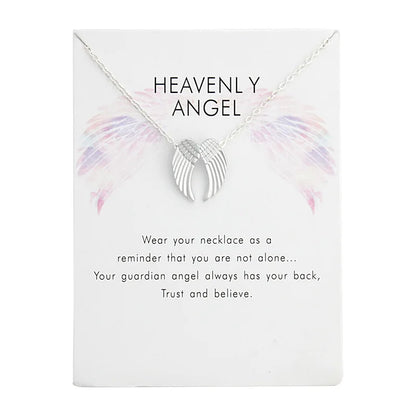 New Trendy Fashion Silver Gold Color Alloy Heavenly Angel Wings Pendant Necklaces for Women Girl Fashion Jewelry