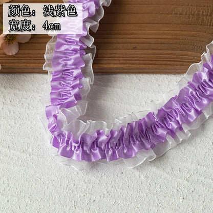 2meters High Quality 2024 Pleated Lace Ribbon Trimming For Party Dress Decorative Clothing Diy Crafts Supplies Needlework Fab