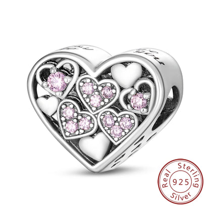925 Sterling Silve Charms Beads Forever Love Heart Sister Family Life Charms Dangle For Bracelet Woman Jewelry Gifts - KTC238