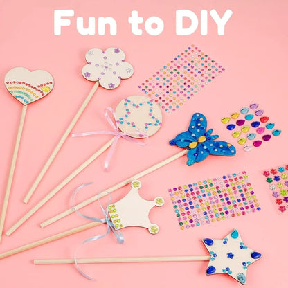 10PCS Fairy Wands Craft Kit Unfinished Wooden Princess Wands DIY Fun Party Supplies for Birthday Parties Gift Craft Activity