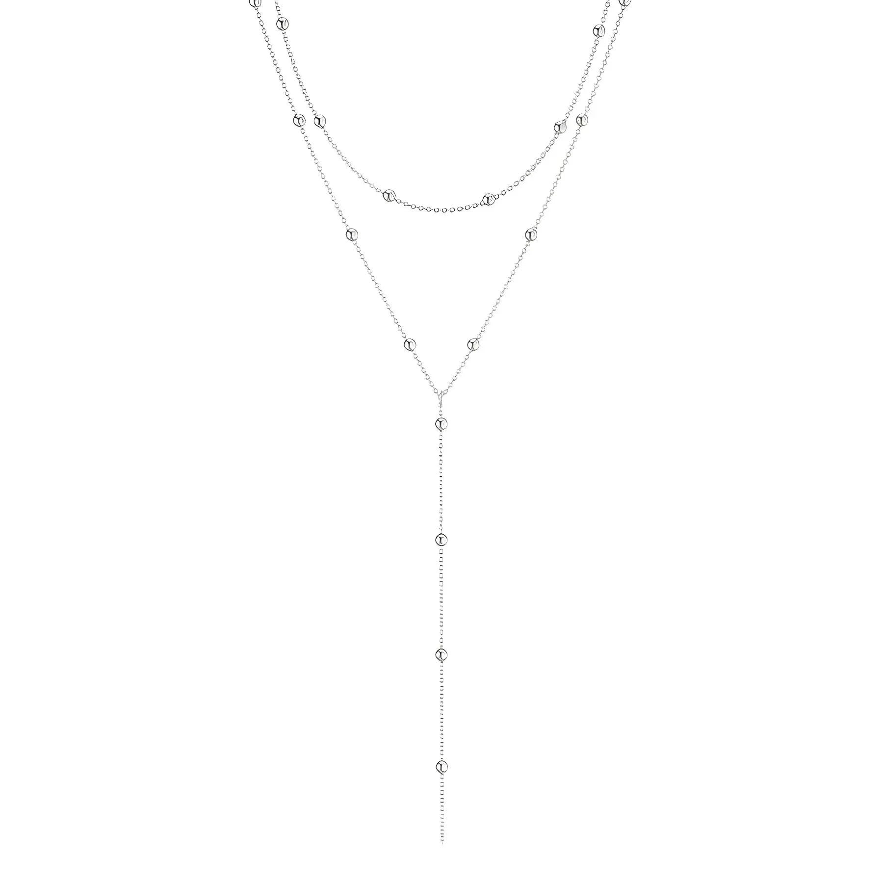 Gold Plated Lariat Necklace for Women Double Laryer Long Chain Drop Pendant Choker Necklaces Fashion Gifts