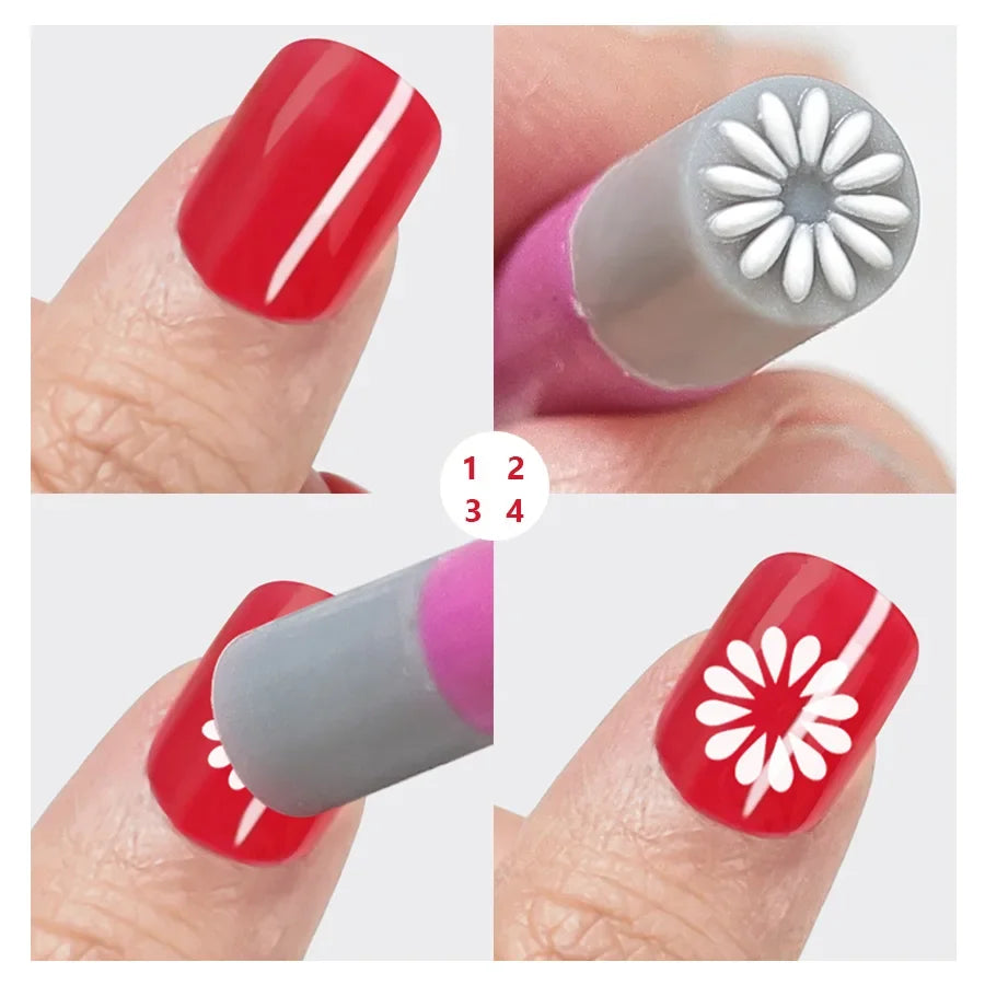 4Pcs/ 6Pcs Nail Art Stamp Pen Set, Easy DIY Nail Stamping, Stamper with Floral Butterfly Designs and Patterns
