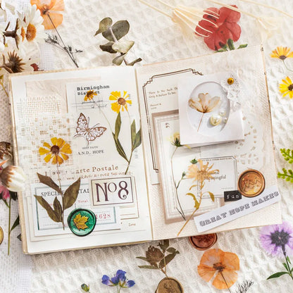 40 pcs/pack Vintage Dried flower Leaf specimen Stickers aesthetic Creativity Decor Junk Journal Scrapbooking Material Supplie