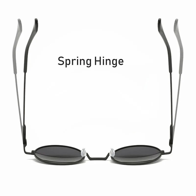 Retro Vintage Round Polarized Sunglasses Men Brand Designer Sun Glasses Women Alloy Metal Frame Black Lens Eyewear Driving UV