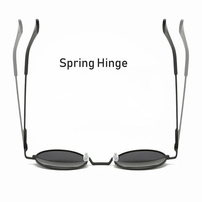 Retro Vintage Round Polarized Sunglasses Men Brand Designer Sun Glasses Women Alloy Metal Frame Black Lens Eyewear Driving UV