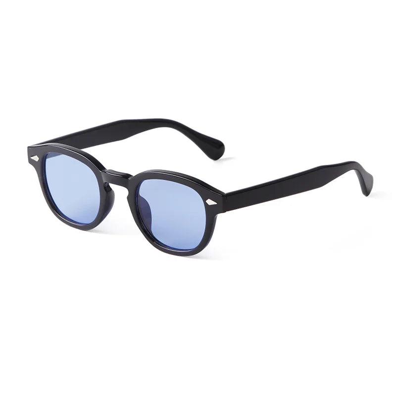 Vintage Fashion Shell Round Sunglasses Women Men 2024 Brand Design Retro Rivet Yellow Blue Lens Square Sun Glasses Female UV4