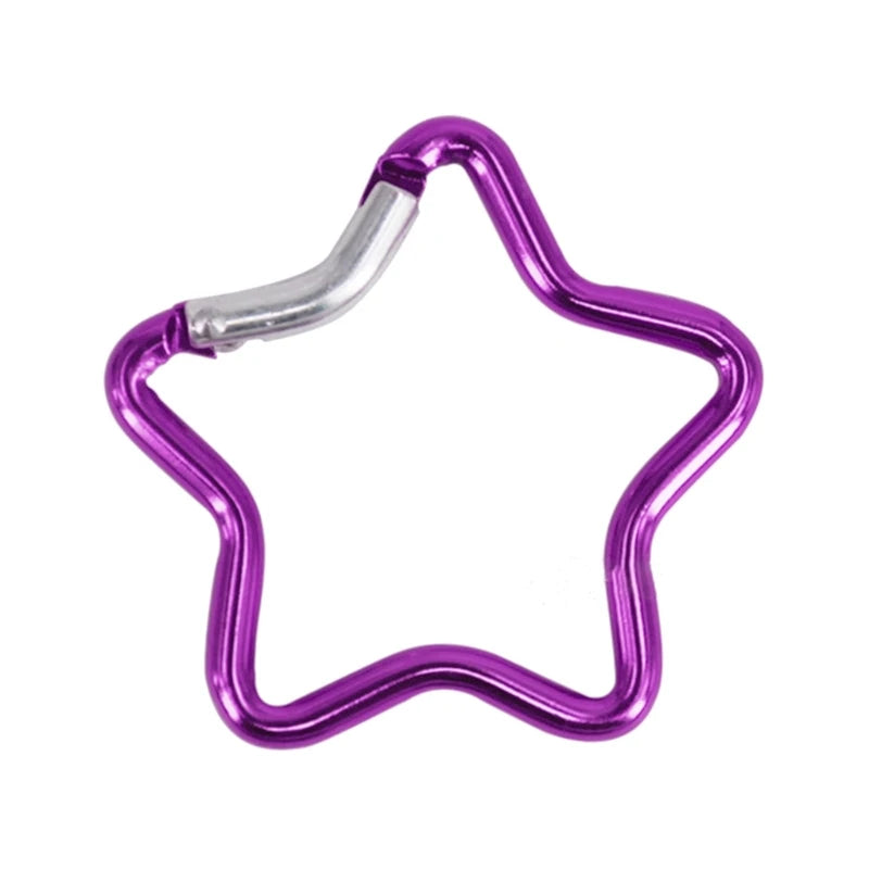 Aluminum Alloy Outdoor Star Shaped Spring Locking Carabiner Clip Keychains for Backpack Camping Hiking Traveling - Purple B