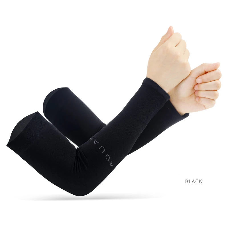 Anti-UV Arm Covers for Men Women Cycling Fingerless Gloves Summer Sport Ice Silk Cool Scarf Silk Elastic Arm Covers Driving -