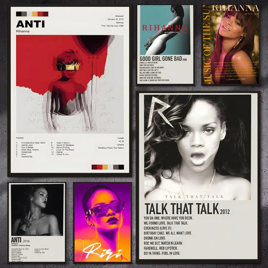 R-Rihannas Hot Singer Music Poster Versatile HD Waterproof Wall Art Self-Adhesive Decor for Any Space Ideal Gift