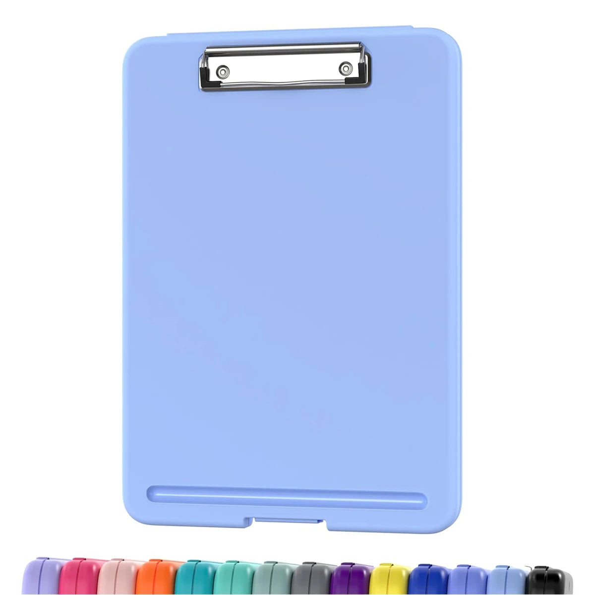 Clipboard with Storage (Multiple Colors Available) with Low Profile Clip, 9.5 x 13 Inch Sturdy Portable Writing Board, Foldab