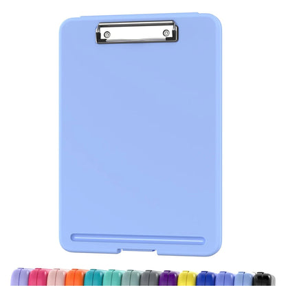 Clipboard with Storage (Multiple Colors Available) with Low Profile Clip, 9.5 x 13 Inch Sturdy Portable Writing Board, Foldab