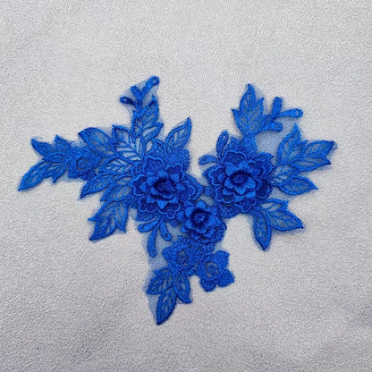 Lace Applique Sew on Patch Fabric 1Pair Embroidery Flower Exquisite Trim Patches Crafts Stickers Bag Gown Decoration