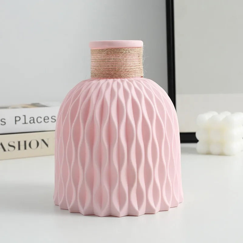 Scandinavian Home Decoration Vase (1PC) - Water Ripple Style, Twine Plastic, Small Flower Arrangement Vase, Minimalist Vase -