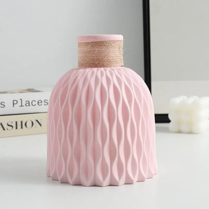 Scandinavian Home Decoration Vase (1PC) - Water Ripple Style, Twine Plastic, Small Flower Arrangement Vase, Minimalist Vase -