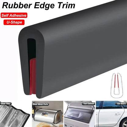 3 Meters Self Adhesive Rubber Edge Trim Edge Protector for Sheet Metal EPDM Material Black U-Shape Edge Trim