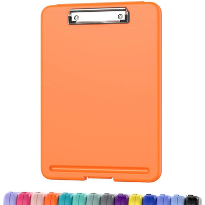 Clipboard with Storage (Multiple Colors Available) with Low Profile Clip, 9.5 x 13 Inch Sturdy Portable Writing Board, Foldab