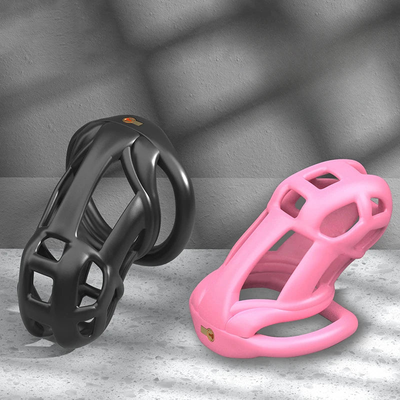Chastity Men's Lock Chaste Vessel Black Light Pvc Penile Ring Snap Ring Multi Size Cage SM Sex Toys BDSM 3D Invisible Lock