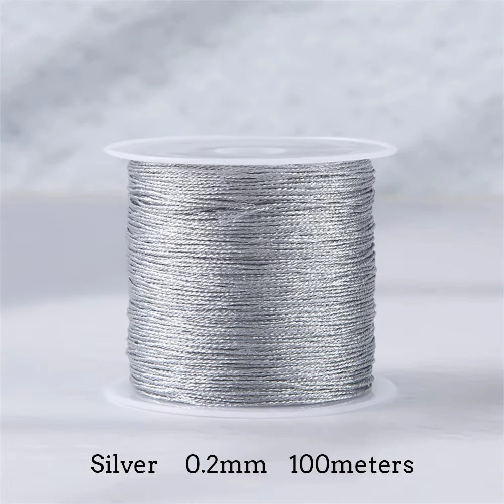 Gold/Silver Thread Macrame Cord Rope Bracelet Necklace Braided String For DIY Tassel Beading Shamballa String Supplies
