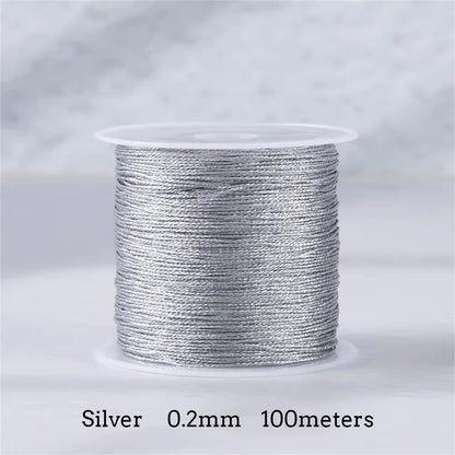 Gold/Silver Thread Macrame Cord Rope Bracelet Necklace Braided String For DIY Tassel Beading Shamballa String Supplies - 0.2m