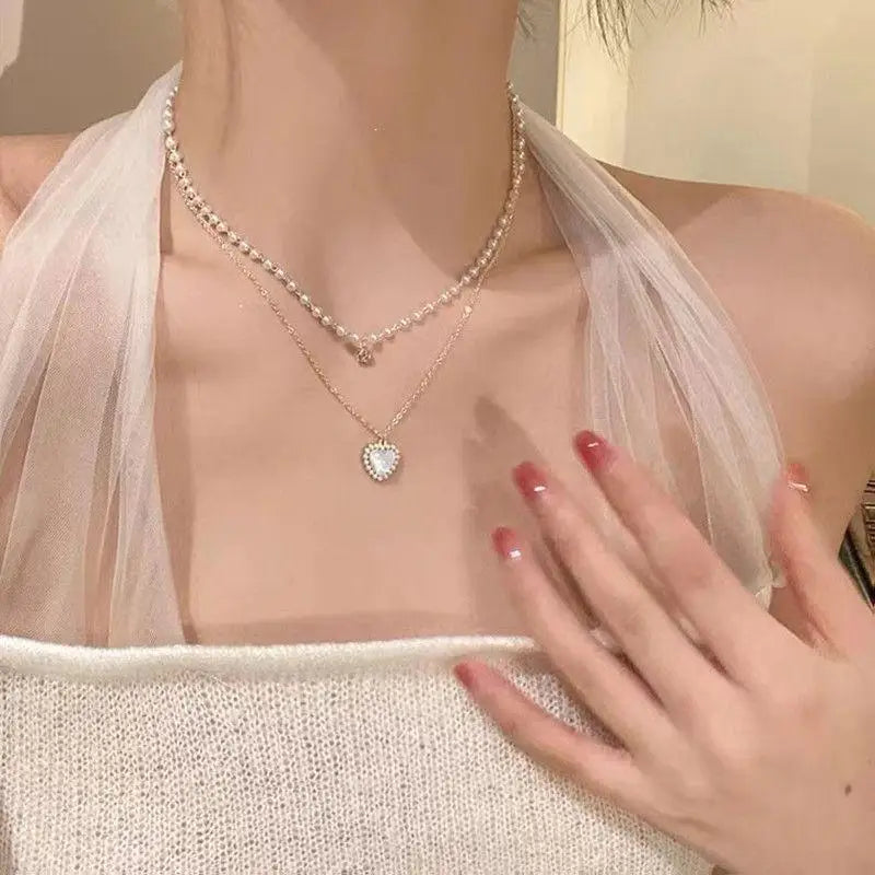 New Beads Women's Neck Chain Kpop Pearl Choker Necklace Gold Color Goth Chocker Jewelry On The Neck Pendant 2022 Collar For G