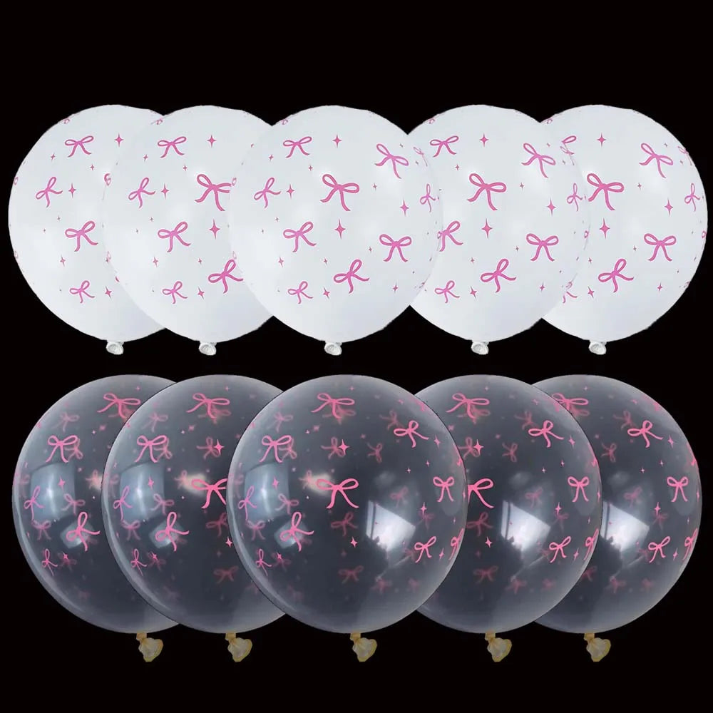 10pcs Pink Bow Cupcake Topper Pink Bow Birthday Decor Coquette Themed Party Decoration Bridal Shower Cake Topper Bow Party De