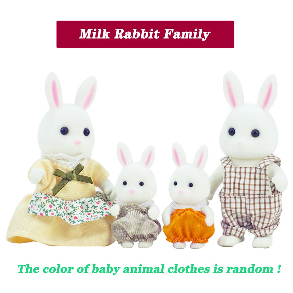 Rabbit Doll 1/12 Micro Dollhouse Reindeer Sheep Elephant Squirrel Family Kitchen Toy Miniature Furniture Set Girl Toy Gift - 