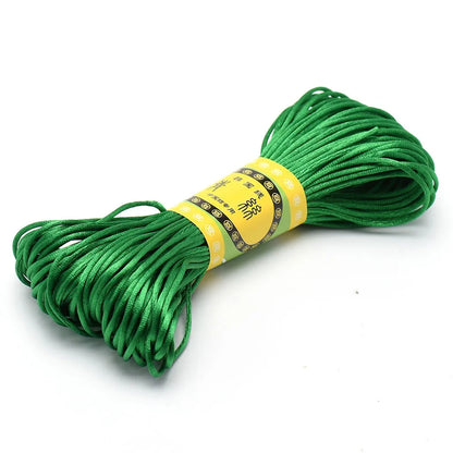 20M 1.5mm Satin Nylon Trim Cord, Rattail Cord Chinese Knot - Grass Green