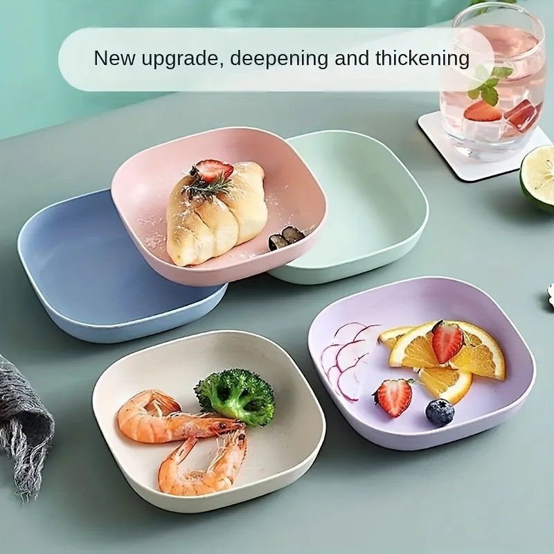 10pcs Set Reusable Fruit & Dessert Plates - Washable, Multifunctional Snack Dishes with Built-In Base for Bones & Candy - Ver