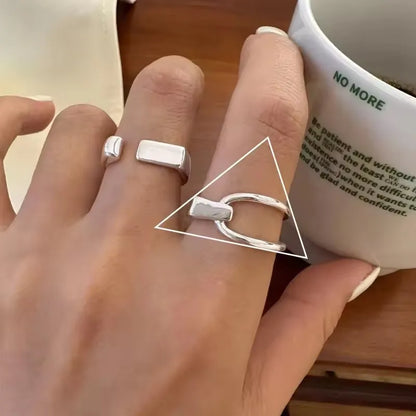 VENTFILLE 925 Sterling Silver Rings INS Fashion Hip Hop Vintage Couples Hollow Lines Punk Thai Silver Party Adjustable Jewelr