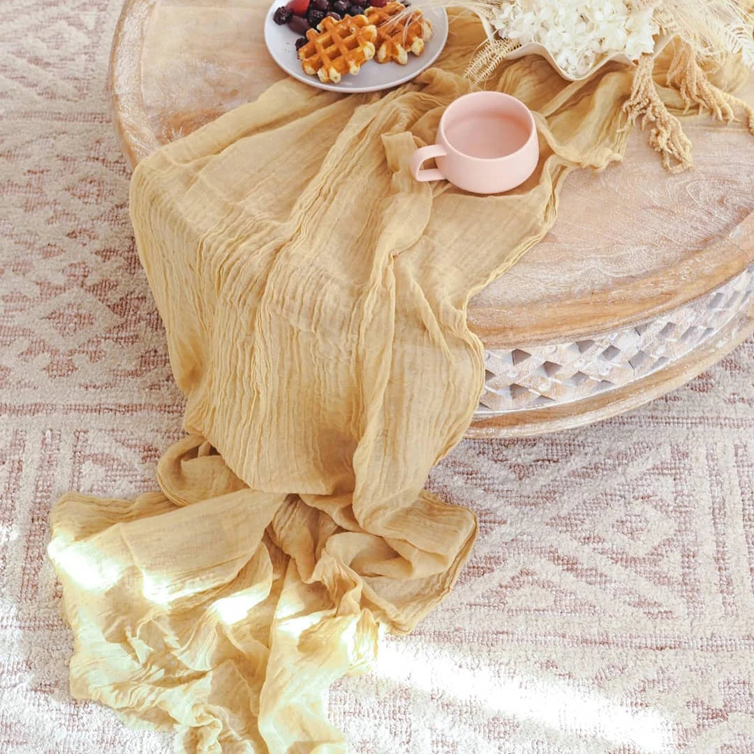 Semi-Sheer Gauze Table Runner Sage Cheesecloth Table Setting Dining Vintage Wedding Party Christmas Banquets Arches Cake Deco