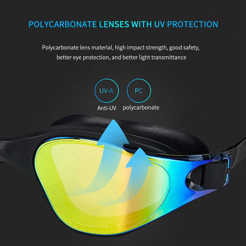 Unisex Adult Swimming Goggles – Anti-Fog Swim Glasses for Men & Women – Adjustable Silicone Waterproof Professional Swim Eyew