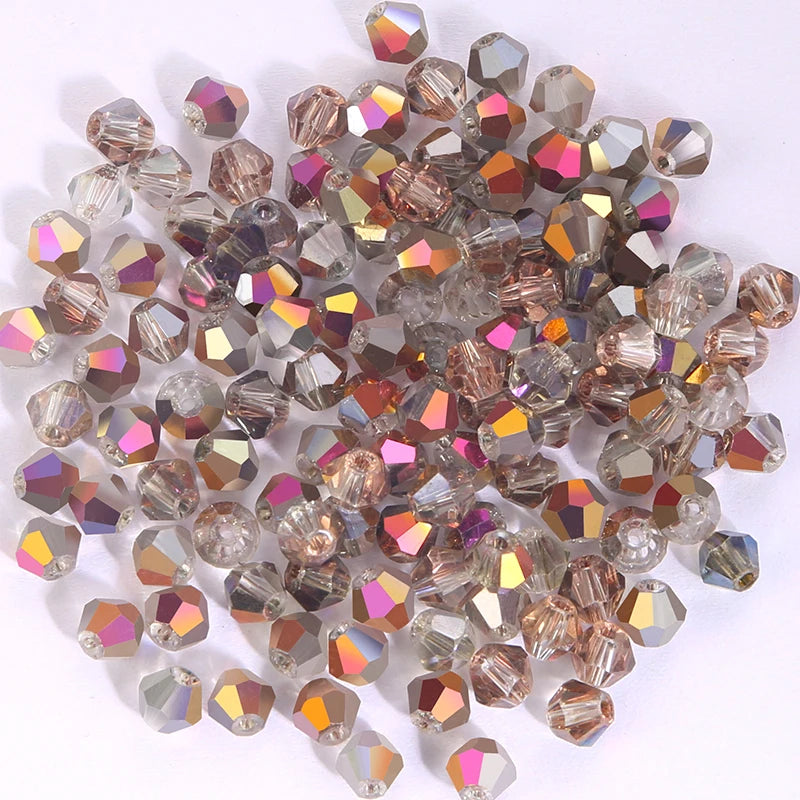 100Pcs 4MM Glass Bicone Shaped Beads Faceted Crystal Beads for Jewelry Making Bracelet Necklace Earrings DIY Beading - 17