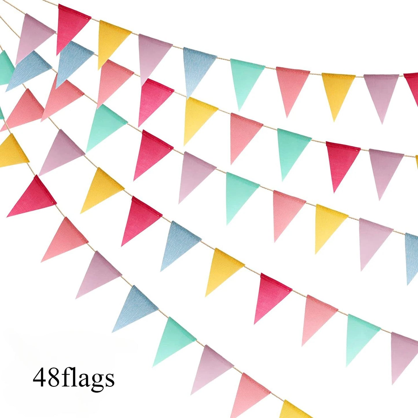 Multicolor Triangles Flags Burlap Linen Banner Pennant for Happy Birthday Party Wedding Decoration Candy Bar Hanging Flags