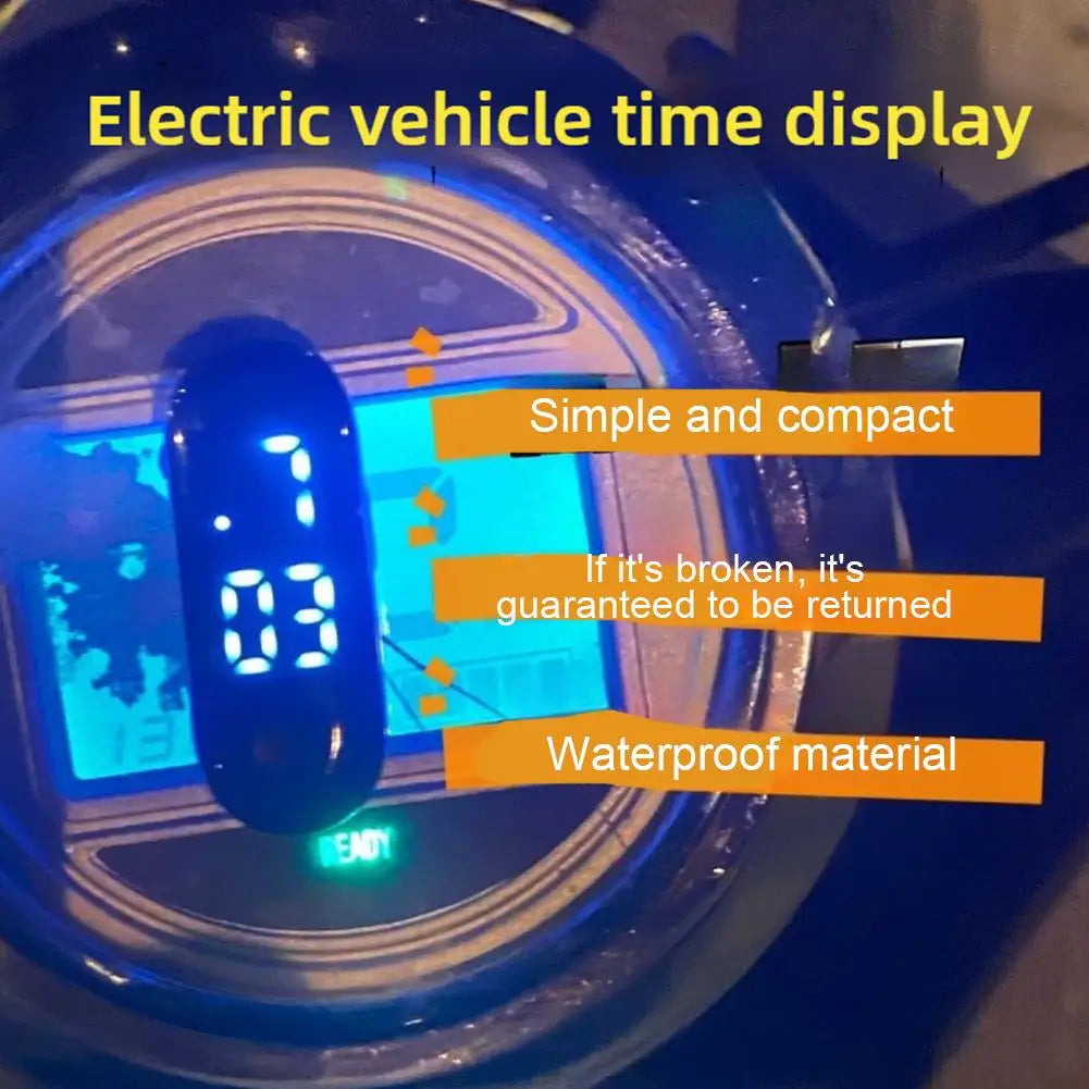 Digital Time Display For Motorcycle Electric Scooter Portable Electronic Watch Waterproof Luminous Digital Display LED Clock