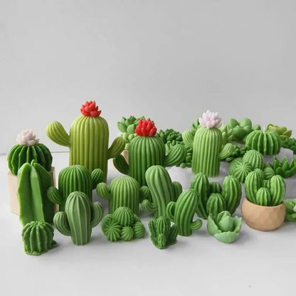 DIY Cactus Aromatherapy Candle Silicone Mold Simulation Cactus Dropper Resin Gypsum Ornament Mold DIY Glue Resin Succulent Mo