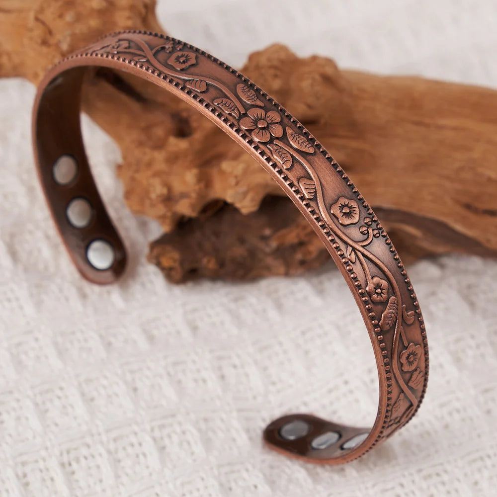 Vintage European and American style magnetic energy wristband bracelet, antique copper magnetic trendy accessory - Style 1