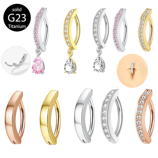 1PC 14G Implant Grade G23 Titanium Belly Button ring Clicker Stainless Steel Brass Navel Piercing Jewelry Belly Piercings